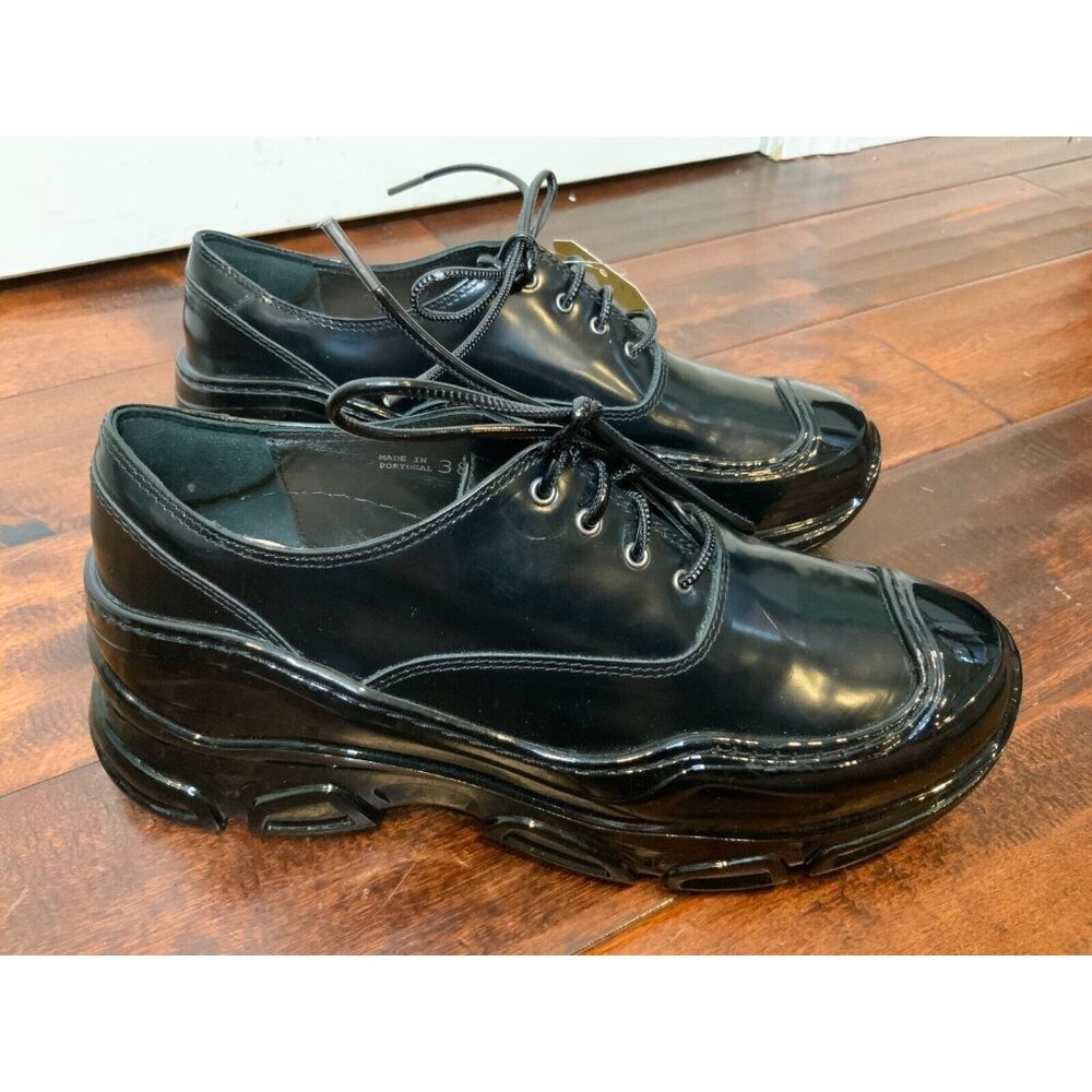 Simone Rocha Trek Black Patent Leather Sneaker Oxfords, Size 8 | 38